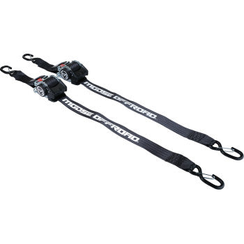 MOOSE RACING Retractable Ratcheting Straps - 2" x 10' - Black  3920-0537