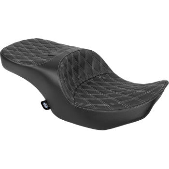 DRAG SPECIALTIES SEATS Freedom Seat - Black - Vinyl - Silver Double Diamond Stitch - FLT/FLH '23-'25  0801-2099