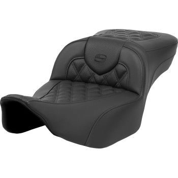 SADDLEMEN Heated RoadSofa™ Seat - Extended Reach - Lattice Stitch - w/o Backrest - FLT/FLH ’23-‘24 823-07-184A0