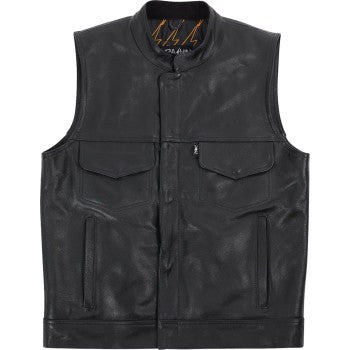 THRASHIN SUPPLY CO. Mulholland Leather Riding Vest - Black - 3XL TMJ-14-13