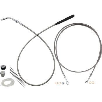 FAT BAGGERS INC. EZ Install Kit - 14" Handlebars - Upper Clutch - Full Length - Braided Stainless Steel/Chrome 249914-C
