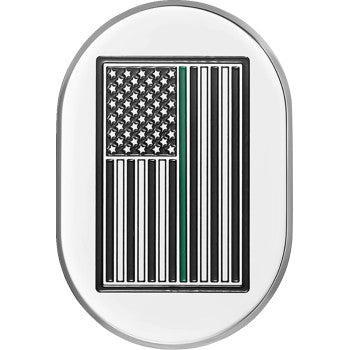 FIGURATI DESIGNS Antenna Cover - Left Rear Fender - Green Line American Flag - Chrome  FD72-AC-SS-LT