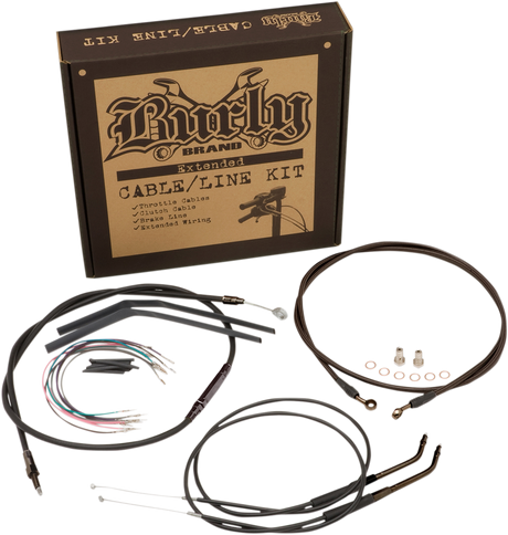 BURLY BRAND Cable Kit - Jail Bar - 10" Handlebars - Black Vinyl B30-1146