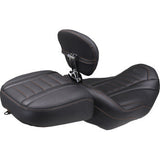 MUSTANG Deluxe Touring Solo Seat - w/ Backrest - Mandarin Orange Stitch - FLT/FLH '23-'25 89401MO