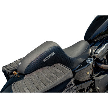 SLYFOX Slyfox Seat - Gray Logo - Black Vinyl w/ Slipstop - Carbon Fiber - XL  4684B-slyfox