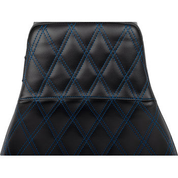 LE PERA Tailwhip Daddy Long Legs Seat - Blue Double Diamond Stitch - FLH/FLT '23-'24 LV-587DLDD-BE01