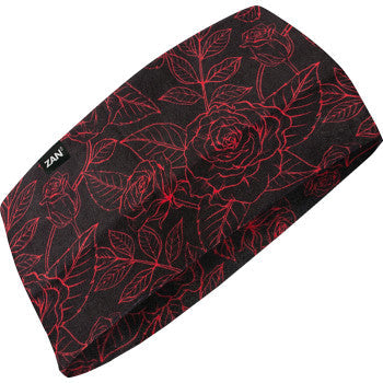 ZAN HEADGEAR SportFlex® Headband - Black and Red Roses HBL206