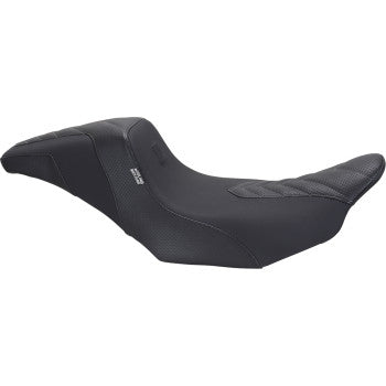 MUSTANG Kodlin Signature Series Squareback™ Seat - Black w/ Gunmetal Stitch - FLH/FLT '23-'24 76324GM