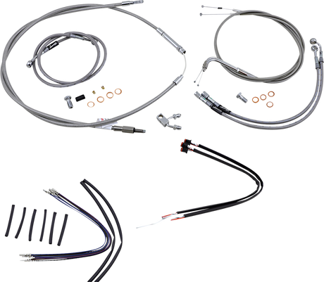 BURLY BRAND Handlebar Cable/Brake Line Kit - Complete - 14" Ape Hanger Handlebars - Stainless Steel B30-1127