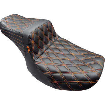 LE PERA Tailwhip Seat - Burnt Orange Double Diamond Stitch - FLH/FLT -'23-'24 LV-587DD-OB4