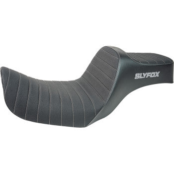 SLYFOX Highnoon Seat - Vinyl - Classic Stitch - Gray Logo - Dyna '12-'16 4694B-slyfox