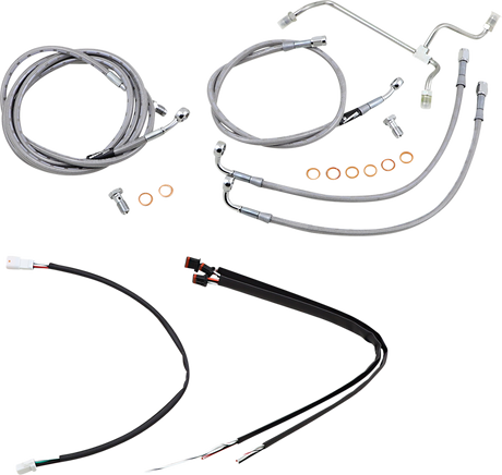 BURLY BRAND Handlebar Cable/Brake Line Kit - Complete - 16" Ape Hanger Handlebars - Stainless Steel B30-1165