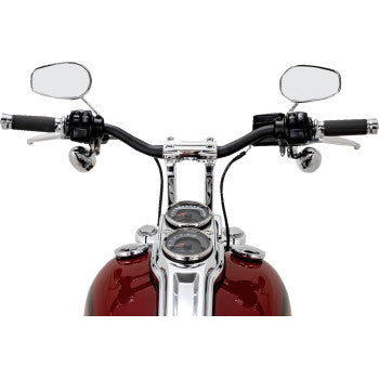 PERFORMANCE MACHINE (PM) Phatbar & Riser Kit - Internal Wiring/Gauge Mount Holes - 9" - Chrome 0208-2195M-CH