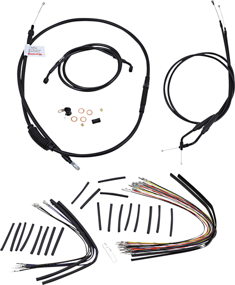 BURLY BRAND Cable Kit - Jail Bar - 14" Handlebars - Black Vinyl B30-1141