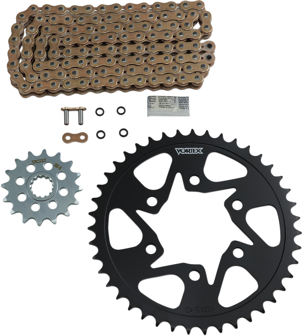 VORTEX Chain and Sprocket Kit - WSS - Gold - Kawasaki ZX-6R CKG6387