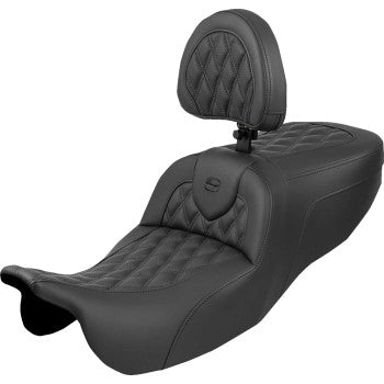 SADDLEMEN Roadsofa™ Seat - with Backrest - Lattice Stitch - FLRT/FLTRT '15-'25 815-07-182BR