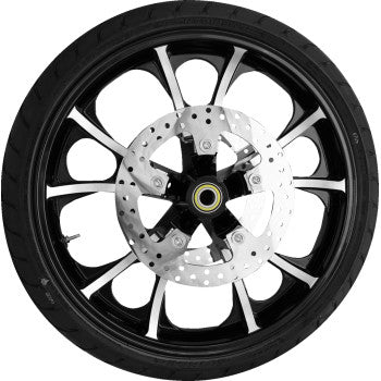 COASTAL MOTO Largo Front Wheel - Black Cut (21") | Rotors (11.8") | Dunlop AE2 Tire (130/60B21) PKG2-LGO213BC-ABST