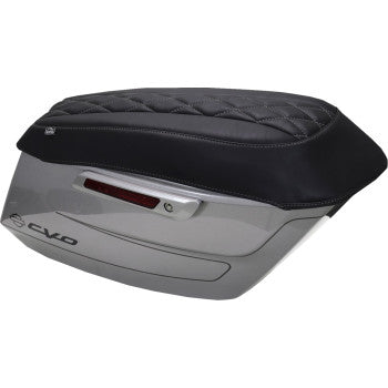 MUSTANG Deluxe Diamond Saddlebag Lid Cover - Black w/ Gunmetal Gray Stitch - FLH/FLT '23-'25 88470GM