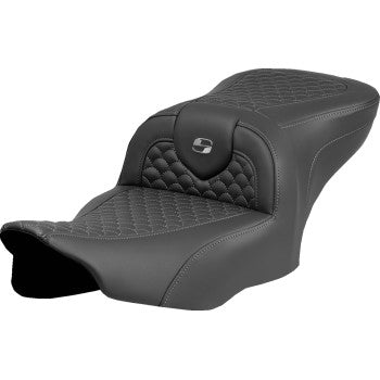 SADDLEMEN Roadsofa™ Seat - Dragon Scale Stitch - Dark Gray Stitch - w/o Backrest - FLTR/FLHX '23-'24 823-07-20802