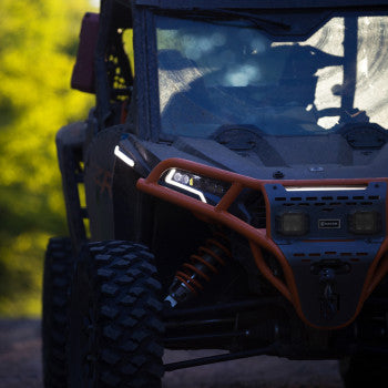 RAVEK Front Bumper/Skid Plate with Amber Lights - Red - RZR XP 1000 64-317RDLA
