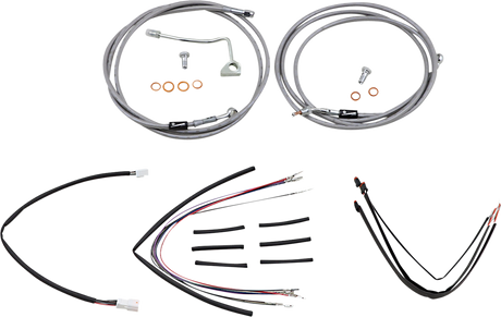 BURLY BRAND Handlebar Cable/Brake Line Kit - Complete - 18" Ape Hanger Handlebars - Stainless Steel B30-1163