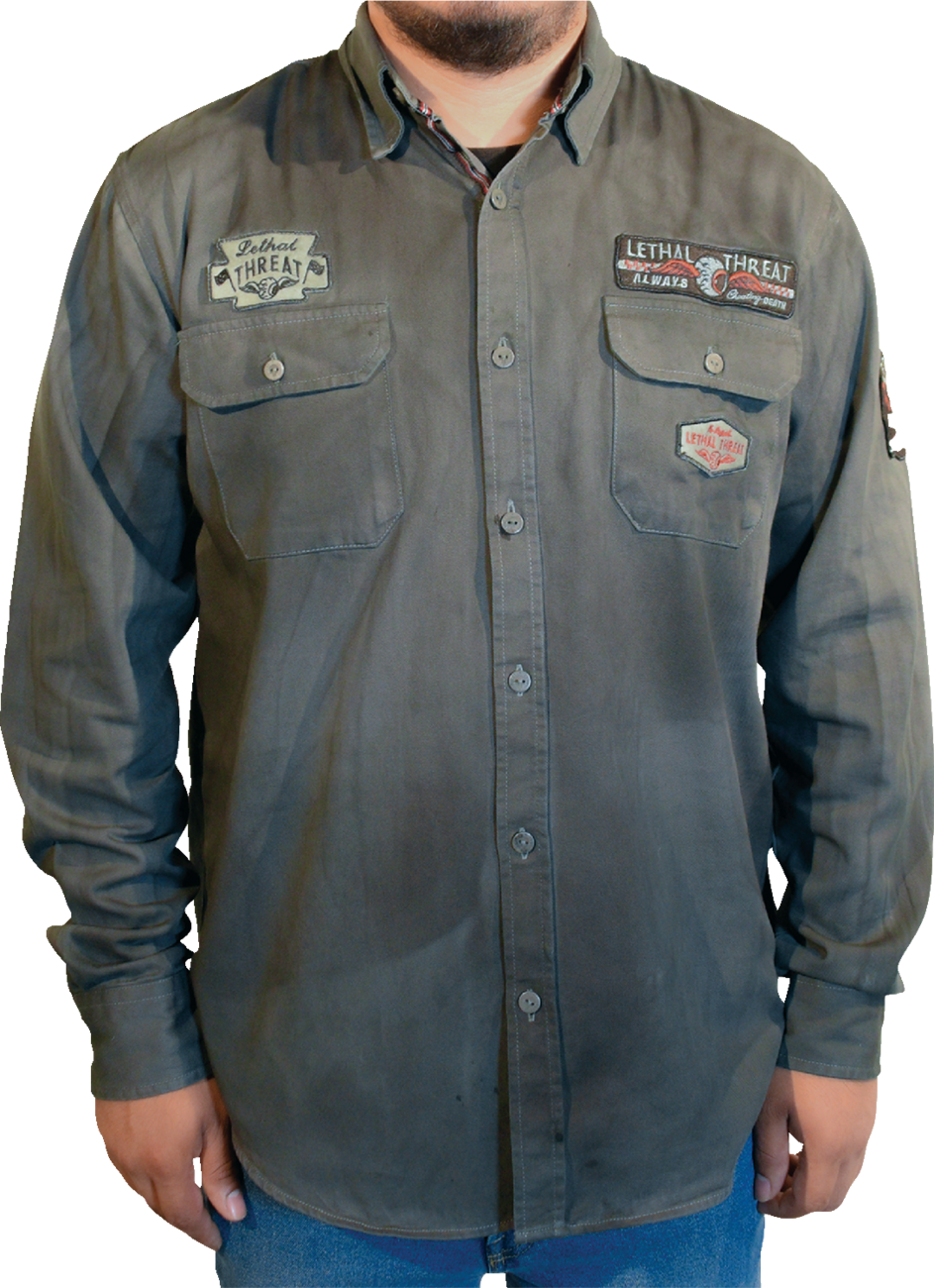 LETHAL THREAT Kustom Kulture Flying Eyeball Long-Sleeve Shirt - Gray - Medium MG60133M