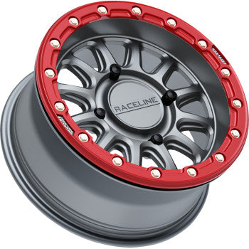 RACELINE WHEELS Wheel - Alpha - Front/Rear - Gun Metal/with Red Ring - 15x7 - 4/156 - +10 mm A14GR-57056+10
