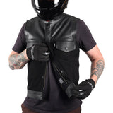 THRASHIN SUPPLY CO. Kanan Leather/Denim Riding Vest - Black - Medium TMJ-13-09