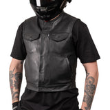 THRASHIN SUPPLY CO. Encinal Leather Shorty Riding Vest - Black - Small TMJ-17-08