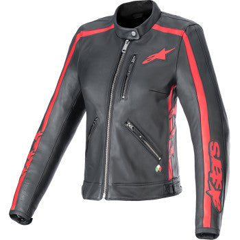 IN STOCK ALPINESTARS Stella Dyno Leather Jacket - Black/Haute Red - L 3113924-1346-L