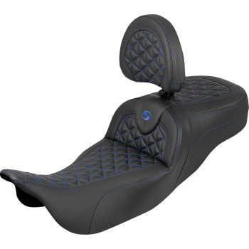 SADDLEMEN Seat Roadsofa Tri Gripper W/Db Blue Stitch 808-07B-211B1