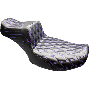 LE PERA Tailwhip Daddy Long Legs Seat - Black - Purple Double Diamond Stitch - FLT/FLH '24-'25 LV-587DLDD-PR01
