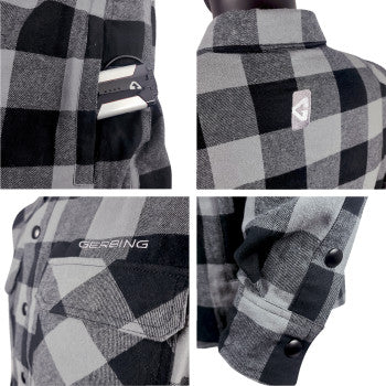 GERBING HEATED CLOTHING 7 V Battery Heated Flannel Shirt - Gray/Black - Medium GER7VFS-BG-M