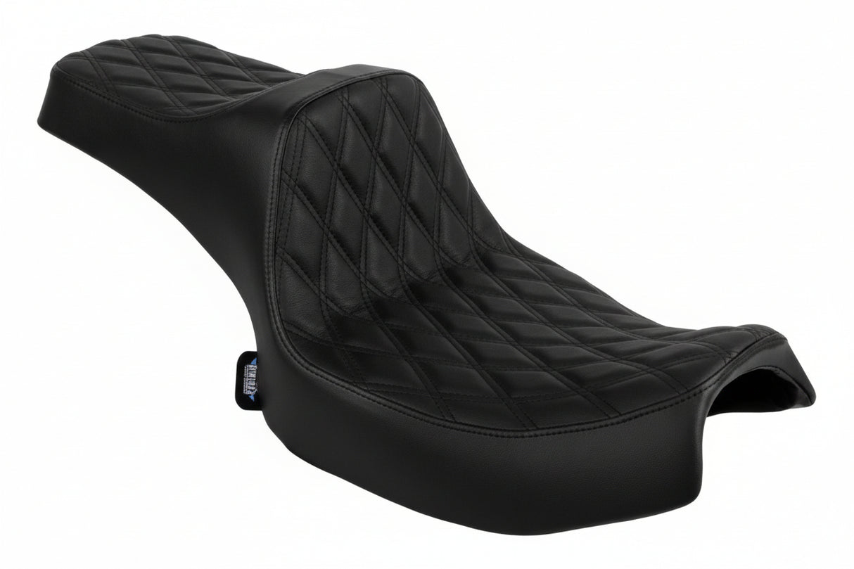 DRAG SPECIALTIES SEATS - Predator III Seat Predator III 2-Up Seat - Vinyl - Double Diamond - Black Stitch - Chieftain '25/Challenger '20-'25 - 0810-2466