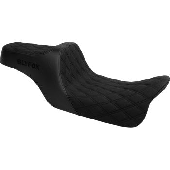 SLYFOX High Noon Seat - Double Diamond - Black Logo - Black Stitch - FLH/FLT '08-'25 4710C-SlyFox