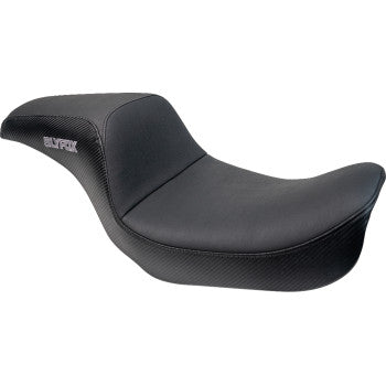 SLYFOX Slyfox Seat - Gray Logo - Black Vinyl w/ Slipstop - Carbon Fiber - Dyna 4883B-slyfox