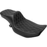 DRAG SPECIALTIES SEATS Extended Reach Predator III Seat - Double Diamond - Silver Stitching - Vinyl - FLH/FLT '23-'24 0801-2035