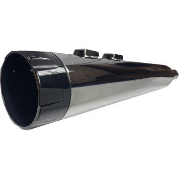 BASSANI XHAUST 4-1/2" Slip-On Mufflers - Chrome with Black End Cap - Twin Cam Touring 09-16  1F744