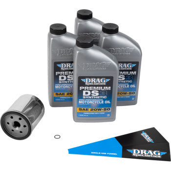 DRAG SPECIALTIES OIL Full Synthetic Oil Change Kit - 20W50 - EVO-XL - Chrome Filter 3601-1037
