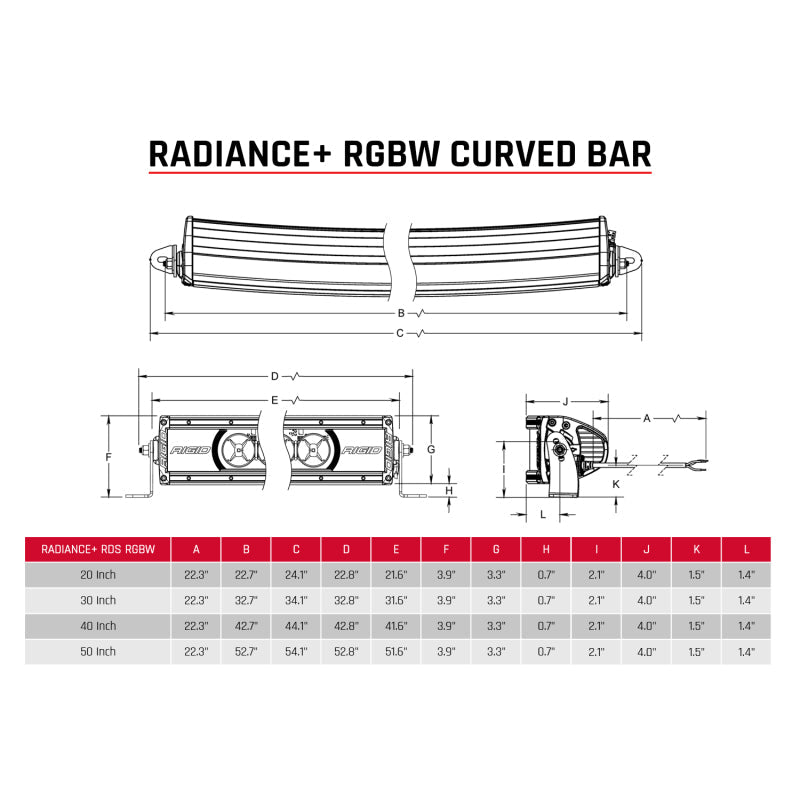 Rigid Industries Radiance+ Curved 30in. RGBW Light Bar 330053