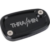 THRASHIN SUPPLY CO. Brake Reservoir Cap - Rear - Black - Twice Cut - '18+ Softail TSC-3177-4