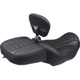 MUSTANG Deluxe Touring Solo Seat - w/ Backrest - Dark Cherry Stitch - FLT/FLH '23-'25 89401DC