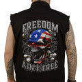 LETHAL THREAT Freedom Ain't Free Printed Sleeveless Button Down Shirt - Black - Large CO60195L