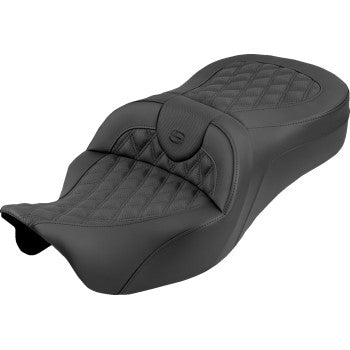 SADDLEMEN Roadsofa™ King Seat - No Backrest - Lattice Stitch - Black Stitch - FLH/FLT '08-'25 808-07B-182S00