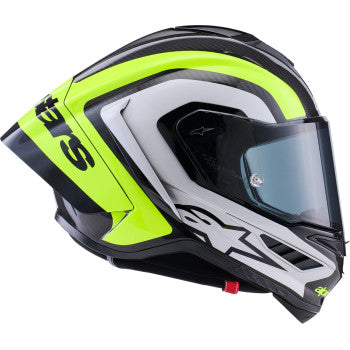 ALPINESTARS  Supertech R10 Helmet - 22.06 - Arius - Gloss Black/Silver/Yellow Fluo - XS  8203926-1699-XS