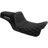 SLYFOX High Noon Seat - Double Diamond - Silver Logo - Silver Stitch - FLH/FLT '08-'25 4710D-SlyFox