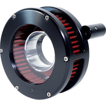 FEULING PARTS Air Cleaner Ba Slim Clear Cover Black/Red 99-17 Twin Cam 5444-S