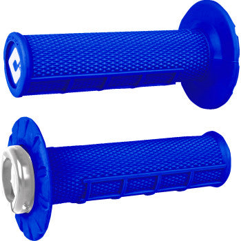 ODI Half Waffle v2.1 Lock-On Grips - ATV/MX - Bright Blue/Silver J33HWU-S