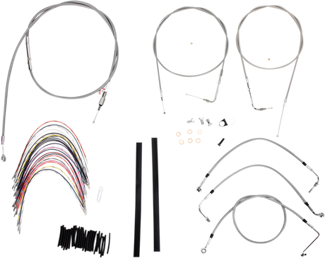 BURLY BRAND Handlebar Cable/Brake Line Kit - Complete - 18" Ape Hanger Handlebars - Stainless Steel B30-1081