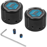 FIGURATI DESIGNS Axle Nut Cover - Front - Stainless Steel - Legends Suspension Logo - Black FD02-FAC-BLK